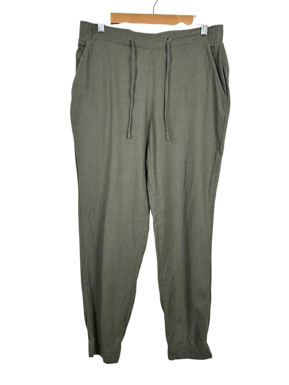 JULES & LEOPOLD Linen Blend Casual Jogger Pants, Olive Green, Size Small